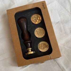 Wooden Handle Wicca Wax Seal Stamp Set